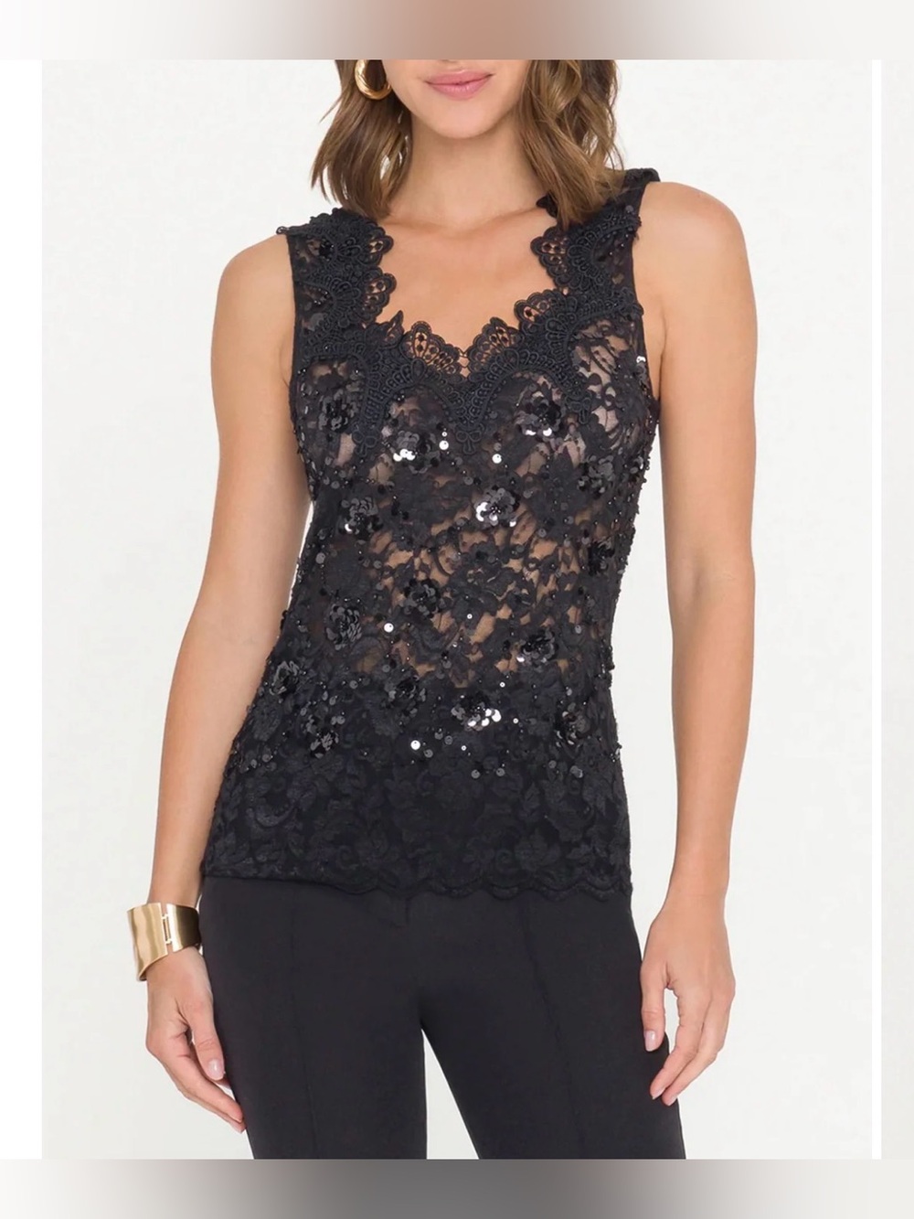 BNWT Generation Love Black GEMMA Sequin Lace Tank Top,size Medium,$215,SOLD OUT!